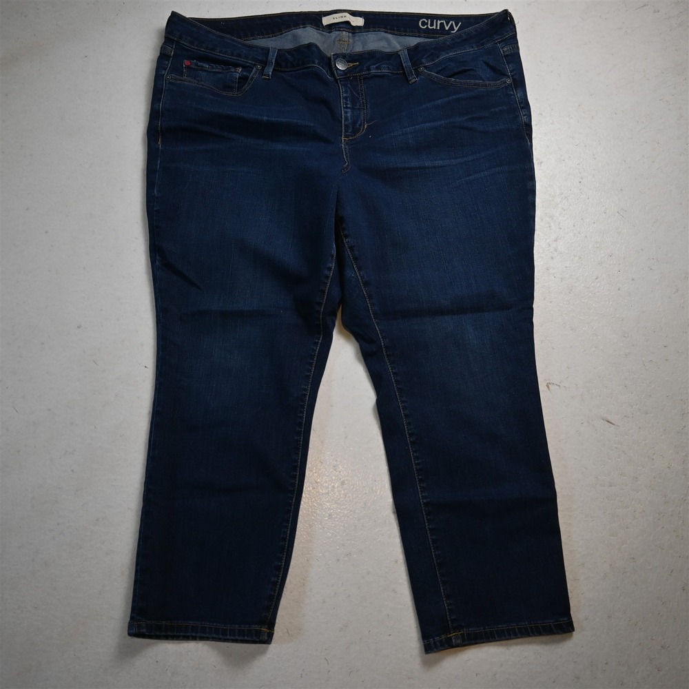 Slink Jeans 22 High Rise Curvy Skinny Dark Stretch Denim Womens Jeans